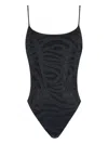Mc2 Saint Barth Cecille Zebra Strass Swimsuit In Black