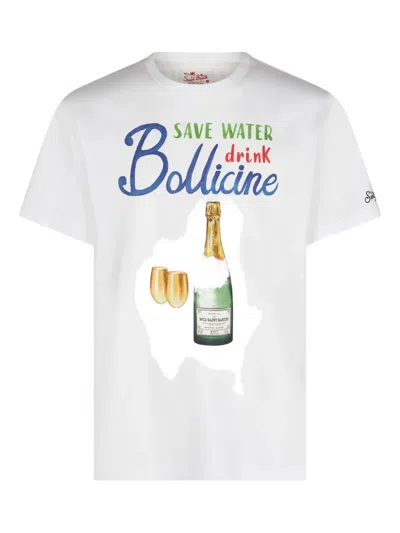 Mc2 Saint Barth Champagne-print Cotton T-shirt In White