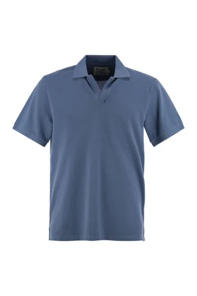 Mc2 Saint Barth Pique Polo Shirt In Blue