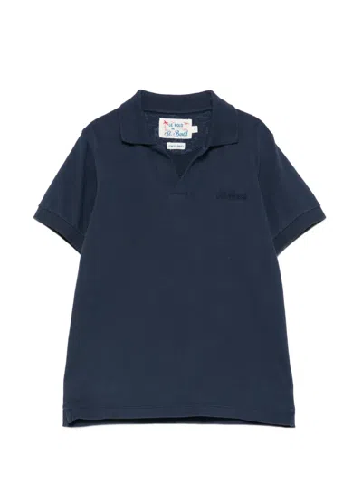 Mc2 Saint Barth Kids' Charles Logo-embroidered T-shirt In Blue