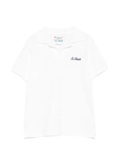 Mc2 Saint Barth Kids' Charles Logo-embroidered T-shirt In White