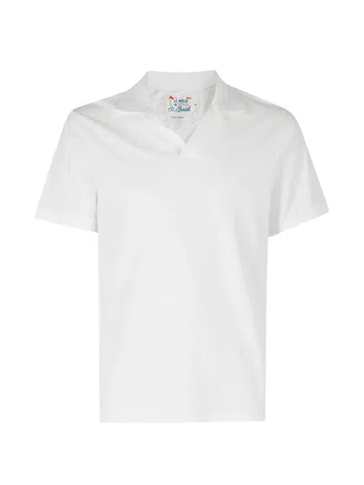 Mc2 Saint Barth Charles Open-collar T-shirt In White