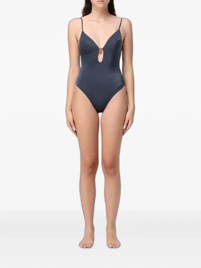 Mc2 Saint Barth Charm-detail Swimsuit In Blue