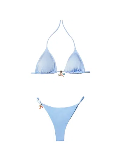 Mc2 Saint Barth Charm-embellished Bikini In Blue