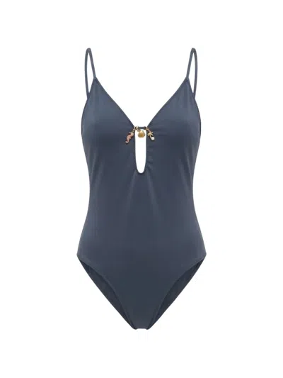 Mc2 Saint Barth Charm-embellished Swimsuit In Blue