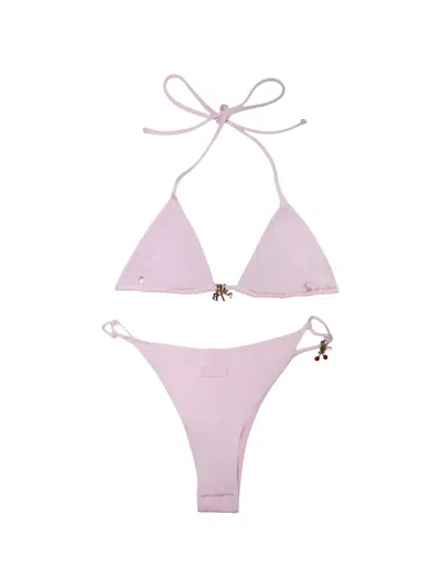 Mc2 Saint Barth Charm-embellished Triangle Bikini In Black