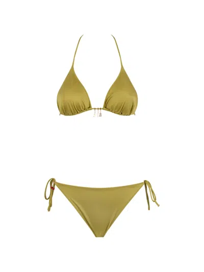 Mc2 Saint Barth Charm-embellished Triangle Bikini In Green