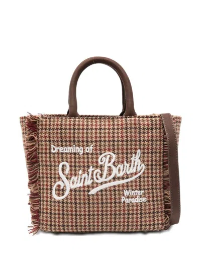 MC2 SAINT BARTH MC2 SAINT BARTH CHECK-PATTERN VANITY MINI WOOL TOTE BAG