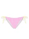 Mc2 Saint Barth Checked Side-tied Bikini Briefs In White/pink