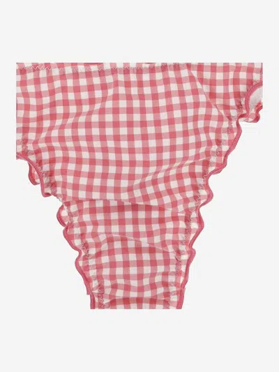 Mc2 Saint Barth Checkered Polyamide Bikini Briefs In Pink