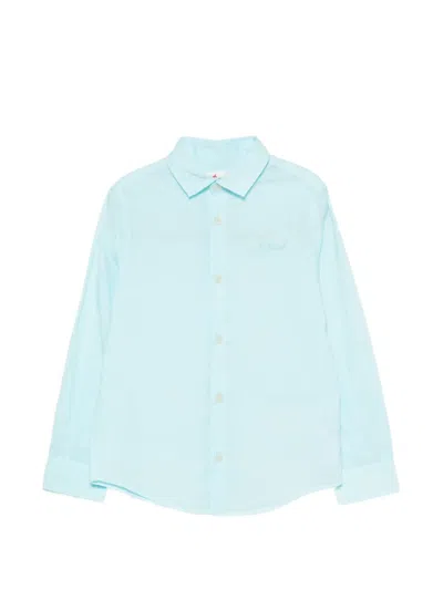Mc2 Saint Barth Kids' Chemise Ice Logo-embroidered Shirt In Blue