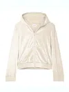Mc2 Saint Barth Woman Chenille Zipped Hoodie Jasmine In Ivory