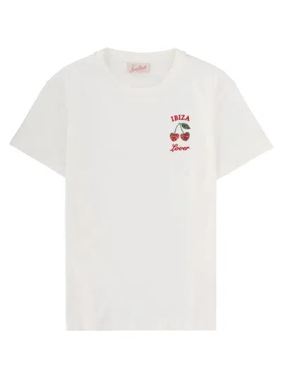 Mc2 Saint Barth Cherry Graphic Cotton T-shirt In White