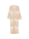 Mc2 Saint Barth Chevron Knit Open-front Cardigan With Gradient Pattern In Neutral