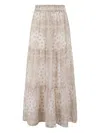 Mc2 Saint Barth Tiered Maxi Skirt In Printed Silk Voile