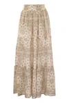 Mc2 Saint Barth Tiered Maxi Skirt In Printed Silk Voile