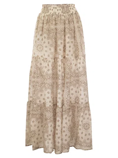 Mc2 Saint Barth Cheyenne - Long Skirt In Cotton And Silk. In Beige