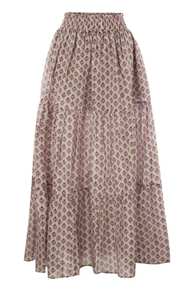 Mc2 Saint Barth Cheyenne - Long Skirt In Cotton And Silk. In Pink