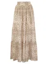 Mc2 Saint Barth Tiered Maxi Skirt In Printed Silk Voile