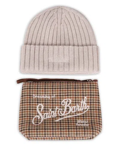 Mc2 Saint Barth Christmas Box Beanie Hat And Clutch Bag Set In Neutral