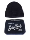 Mc2 Saint Barth Christmas Box Man Beanie Hat And Clutch Bag Set In Blue