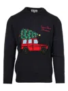 Mc2 Saint Barth Christmas Graphic Sweater In Blue