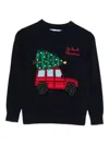 Mc2 Saint Barth Christmas Tree Car-graphic Sweater In Blue