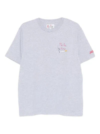 Mc2 Saint Barth Cigarette-embroidered T-shirt In Gray