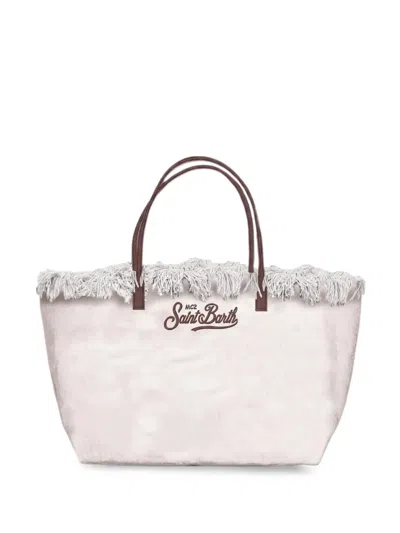 Mc2 Saint Barth City Fringed Tote Bag In Neutral
