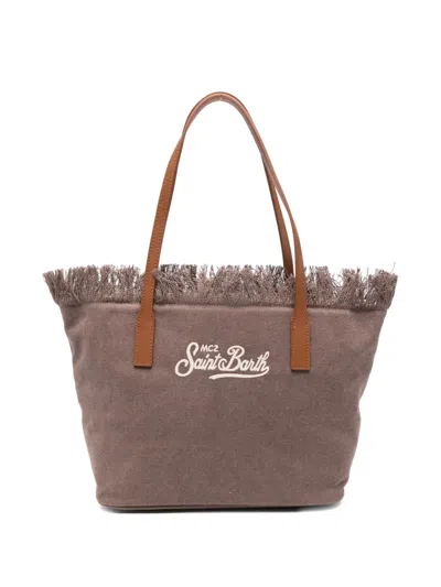 Mc2 Saint Barth City Fringed Tote Bag In Brown