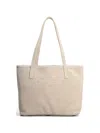 Mc2 Saint Barth Rectangular Suede-texture Tote Bag With Detachable Pouch In Neutral