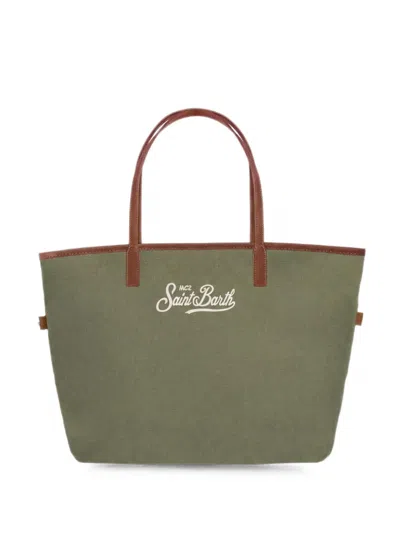 Mc2 Saint Barth City Logo-embroidered Tote Bag In Green