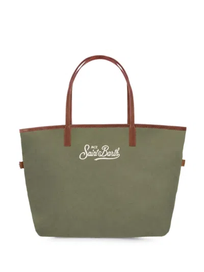Mc2 Saint Barth City Logo-embroidered Tote Bag In Green