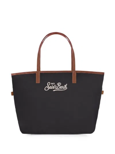 Mc2 Saint Barth City Logo-embroidered Tote Bag In Black