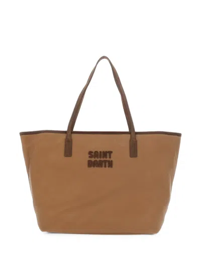 Mc2 Saint Barth City Logo-patch Tote Bag In Brown