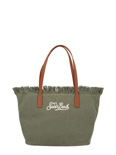 Mc2 Saint Barth City Medium Fringed Soft Tote Bag In Green
