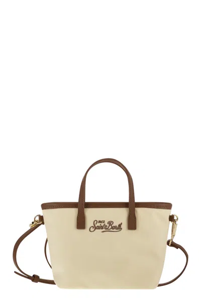 Mc2 Saint Barth City Mini Bag With Logo And Shoulder Strap In Brown