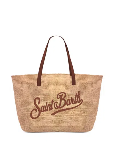 Mc2 Saint Barth City Raffia Shoulder Bag In Neutral