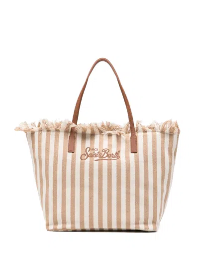 Mc2 Saint Barth City Striped Fringed Tote Bag In Multi