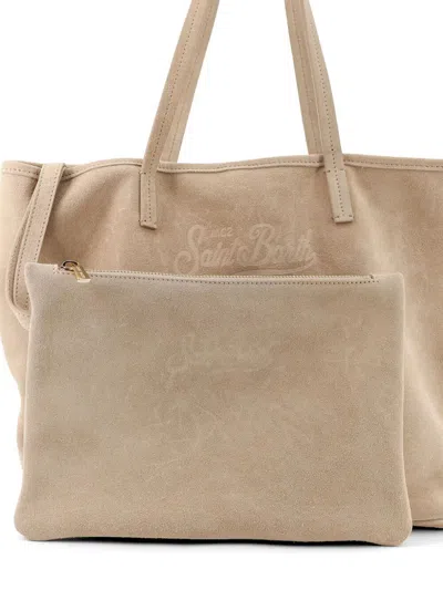 Mc2 Saint Barth City Suede Bag In Neutral