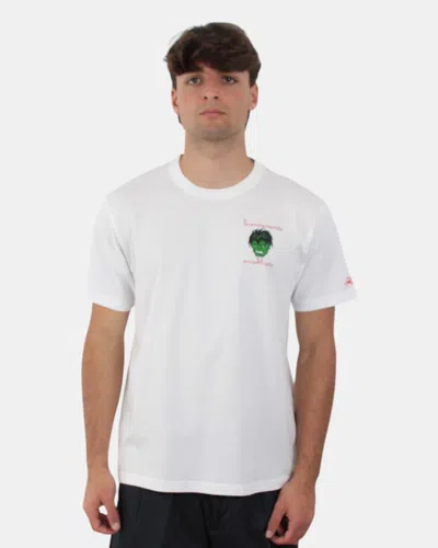 Mc2 Saint Barth Classic Cotton T-shirt - Angry Hulk 01n Emb In White
