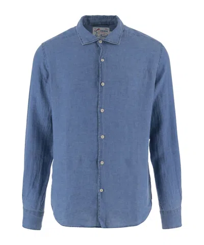Mc2 Saint Barth Classic Linen Shirt In Blue