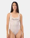 Mc2 Saint Barth Striped Swimsuit In White