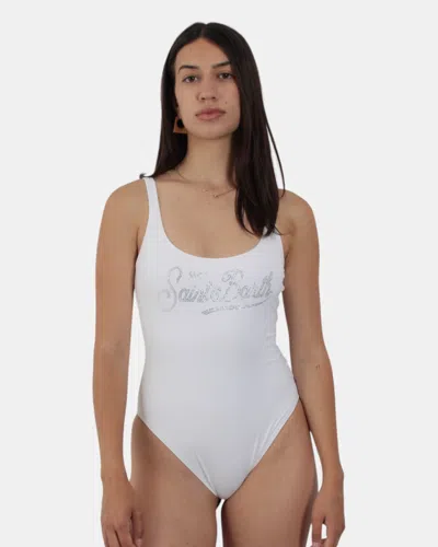 Mc2 Saint Barth Classic Onepiece Swimsuit - Sb Strass 01 In White