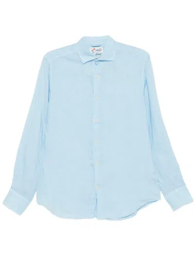 Mc2 Saint Barth Linen Pamplona Shirt In Blue