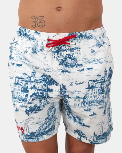 Mc2 Saint Barth Classic Swim Short - St Tropez Toile 01 Emb In White