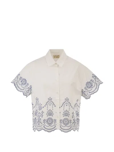 Mc2 Saint Barth Clementine Broderie-anglaise Shirt In White