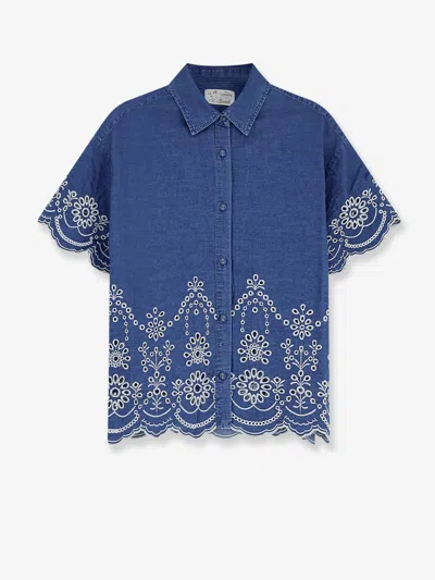 Mc2 Saint Barth Clementine Cotton Shirt In Blue