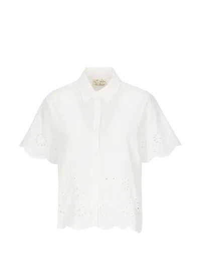 Mc2 Saint Barth Clementine Embroidered Cotton Shirt In White