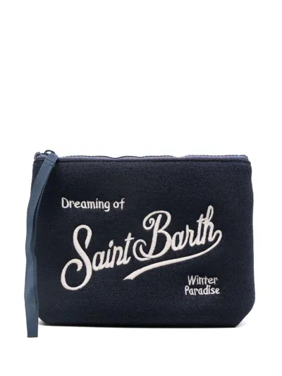 Mc2 Saint Barth Clutch Bag 'aline Wool'  In Blue